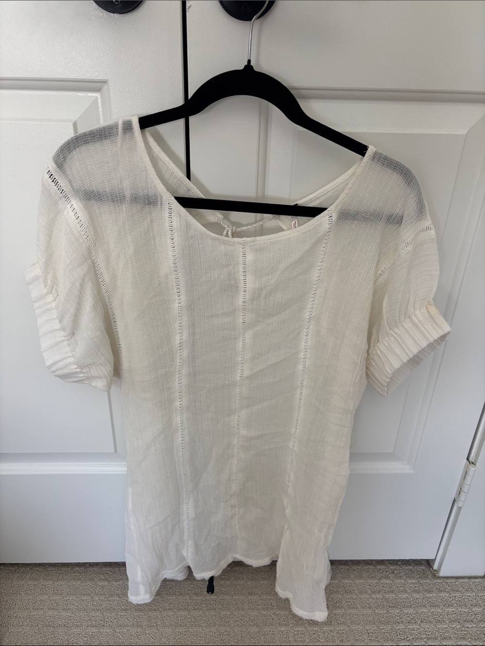 Free People Cream Short Sleeve Knit Tunic Top